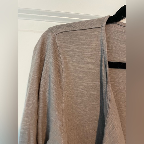 Mododoc Open Front Cotton Cardigan Sweater Sz Medium in Neutral Khaki - Picture 3 of 8